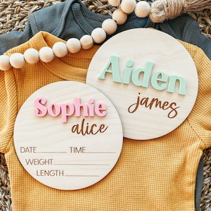 Birth Announcement Sign, Baby Name Sign, Hospital Name Sign, Wooden Baby Announcement, Baby Name Announcement Sign, Baby Shower Gift