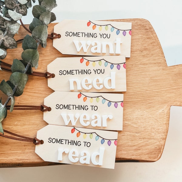 Mindful Gifting Christmas Tags, Want Need Wear Read Gift Tags, Reusable Christmas Gift Tags, Reusable Gift Tags, Reusable Holiday Gift Tags