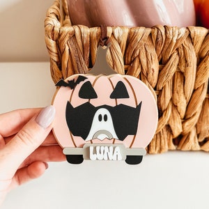 Boo Basket Tag, Halloween Basket Tag, Acrylic 3D Pumpkin Tag, Personalized Boo Basket Tag, Custom Halloween Tag, Spooky Season Tag, Name Tag