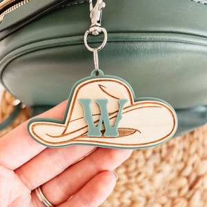 Étiquette de sac à dos chapeau de cowboy, étiquette de sac à dos chapeau de cow-girl, étiquette de sac en acrylique, étiquette de sac de chapeau western, étiquette de boîte à lunch, étiquette de sac à langer, porte-clé de sac en acrylique