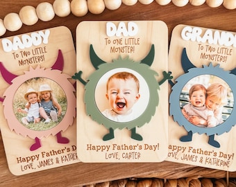 Fridge Photo Magnet, Custom Photo Frame Magnet, Monster Fridge Magnet, Dad Photo Magnet, Grandpa Photo Magnet, Father's Day Gift, Dad Gift
