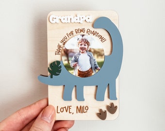 Fridge Photo Magnet, Custom Photo Magnet, Dinosaur Fridge Magnet, Dad Photo Magnet, Grandpa Photo Magnet, Picture Magnet, Photo Frame Magnet