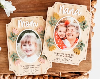 Personalized Photo Magnet, Custom Photo Frame Magnet, Custom Flower Picture Magnet, Mom Magnet, Grandma Magnet, Mother's Day Gift