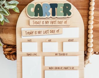 Personalized First and Last Day of School Sign, Custom Back to School Board, Back To School Photo Prop Sign, Reusable School Milestone Board