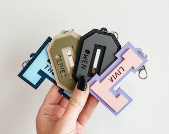 Varsity Letter Backpack Tag, Acrylic Bag Tag, Varsity Bag Tag, Letter Keychain, Diaper Bag Tag, Acrylic Bag Keychain, Kid&#39;s Luggage Tag