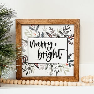 Merry and Bright Wood Sign, Christmas Sign, Wooden Christmas Sign, 3D Wooden Sign, Christmas Home Decor, Holiday Sign, 3D Christmas Sign