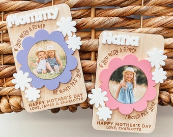 Fridge Photo Magnet, Custom Photo Frame Magnet, Flower Fridge Magnet, Mom Photo Magnet, Grandma Photo Magnet, Mother's Day Gift, Mom Gift