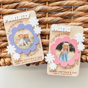 Aimant photo pour réfrigérateur, aimant cadre photo personnalisé, aimant pour réfrigérateur fleur, aimant photo maman, aimant photo grand-mère, cadeau fête des mères, cadeau maman