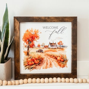Welcome Fall, Watercolour Autumn Farm Wood Sign, Fall Farmhouse Sign, Fall Wood Sign, Autumn Wall Decor, Fall Home Decor, Fall Wall Art