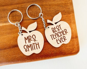 Personalized Teacher Apple Keychain, Custom Teacher Keychain, Personalized Teacher Gift, Apple Keychain, Engraved Keychain, Gift for Teacher