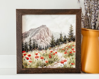 Watercolour Poppies Wood Sign, Fall Farmhouse Sign, Fall Wood Sign, Autumn Wall Decor, Fall Home Decor, Fall Sign, Watercolour Fall Art