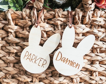 Easter Basket Tag, Personalized Easter Basket Tag, Custom Easter Tag, Wood Bunny Tag, Custom Bunny Tag, Personalized Name Tag, Easter Decor