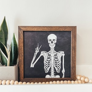 Skeleton Wood Sign, Halloween Sign, Halloween Wood Sign, Cute Halloween Decor, Spooky Halloween Sign, Creepy Halloween Decor, Skeleton Sign