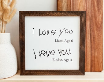 Custom I Love You Handwriting Sign, Handwriting Sign, Personalized Gift For Grandparents, Mother's Day Sign, Gift For Mom, Grandkid Sign