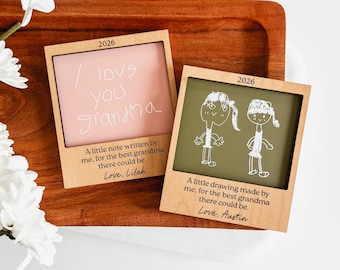 Personalized Kids Drawing Magnet, Child Handwriting Gift for Mom or Grandma, Custom Artwork Keepsake, Mother’s Day Gift from Kids