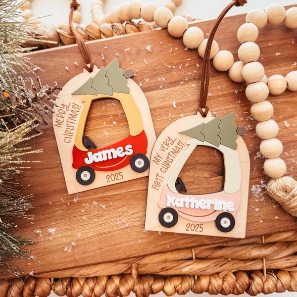 Baby's First Christmas Ornament 2025, Personalized Baby Christmas Ornament, Custom Wooden Newborn Ornament, 3D New Baby Christmas Ornament