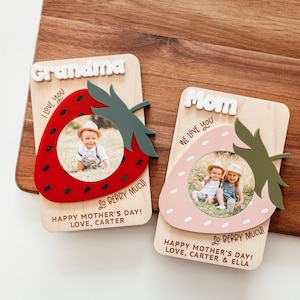 Aimant photo pour réfrigérateur, aimant cadre photo personnalisé, aimant fraise, aimant photo maman, aimant photo grand-mère, cadeau fête des mères, cadeau maman