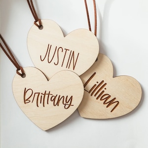 Wooden Heart Tag, Personalized Heart Name Tag, Valentine's Day Basket Tag, Heart Shaped Wooden Tag, Custom Heart Tag, Custom Name Tag