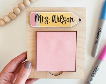 Personalized Sticky Note Holder, Custom Sticky Note Holder, End Of Year Teacher Gift, Teacher Appreciation Gift, Custom Note Pad Holder