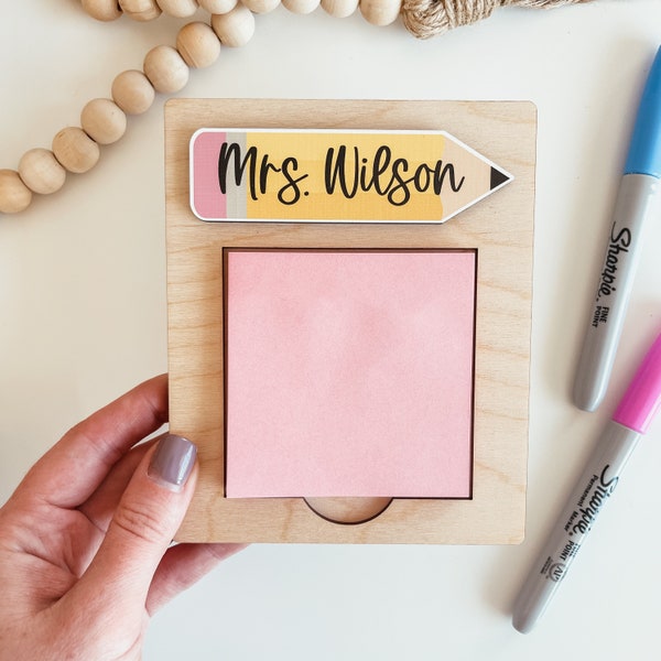 Personalized Sticky Note Holder, Custom Sticky Note Holder, End Of Year Teacher Gift, Teacher Appreciation Gift, Custom Note Pad Holder