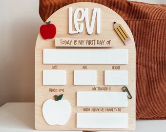 Letrero de primer y último día de clases, tablero personalizado para el primer día de clases, letrero de regreso a clases, letrero escolar intercambiable, letrero con foto escolar