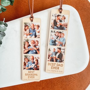 Custom Photo Bookmark, Photo Strip Bookmark, Personalized Wooden Bookmark, Laser Engraved Bookmark, Father's Day Gift, Bookmark For Dad