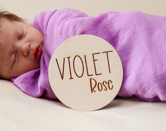 Wooden Birth Announcement, Newborn Announcement Sign, Baby Name Sign, Newborn Baby Photo Prop, Baby Hospital Sign, Personalized Baby Gift