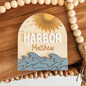 Ocean Baby Name Sign, Birth Announcement Sign, Arch Name Announcement Sign, Surf Baby Sign, 3D Baby Name Sign, Hospital Newborn Photo Sign