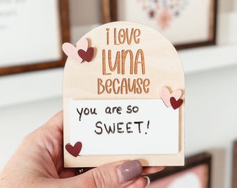 Mini Love Note Magnet, Personalized I Love You Because Sign, Dry Erase Love Message Magnet, Words of Affirmation Magnet, Love Message Sign