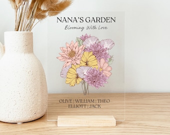 Grandma's Garden Plaque, Vintage Birth Flower Sign, Custom Birth Month Sign, Mother's Day Sign, Custom Mother's Day Gift, Gift For Grandma