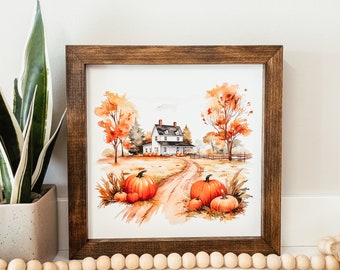 Watercolour Autumn Farm Wood Sign, Fall Farmhouse Sign, Fall Wood Sign, Autumn Wall Decor, Fall Home Decor, Fall Sign, Watercolour Fall Art