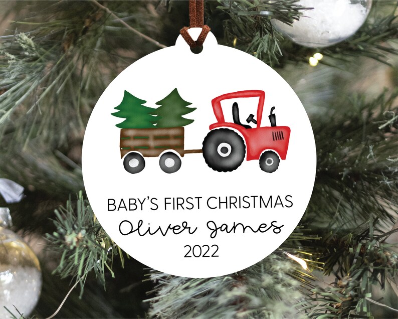 Baby's First Christmas Ornament, Personalized Baby Christmas Ornament, Custom Holiday Ornament, New Baby Christmas Gift, Rainbow Baby Gift 