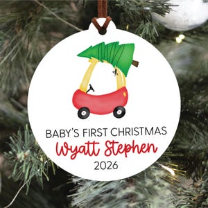 Baby's First Christmas Ornament 2026, Train Newborn Ornament 2026, Personalized Baby Christmas Ornament, Custom Holiday Ornament, Baby Gift image 4