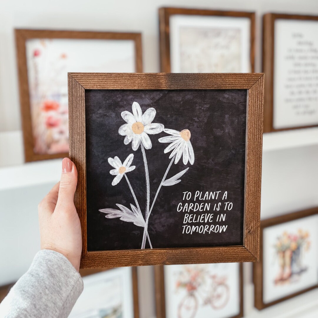 Spring Sign Quote Garden Quote Sign, Spring Wood Sign, Watercolour Spring Sign, Daisy ...