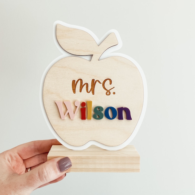 Personalized Teacher Name Sign, Teacher Desk Name Sign, Desk Name Plate, Custom Teacher Gift, Teacher Apple Sign, Custom Desk Name Sign image 8