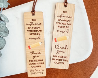 Custom Teacher Bookmark, Personalized Wood Bookmark, Engraved Bookmark, Teacher Appreciation Gift, Bookmark For Teacher, Custom Bookmark