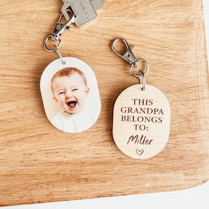 Porte-clé personnalisé avec photo de grand-père, porte-clé personnalisé de grand-père, ce grand-père appartient à Porte-clés, porte-clés avec image, cadeau personnalisé de grand-père