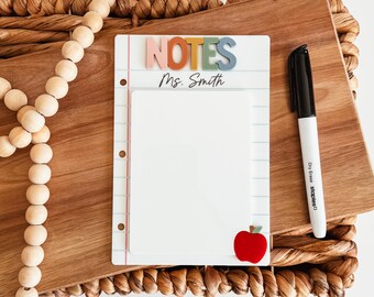 Personalized Teacher Dry Erase Notepad, Teacher Appreciation Gift, Reusable Note Board, Custom Teacher Gift, Classroom Desk Decor