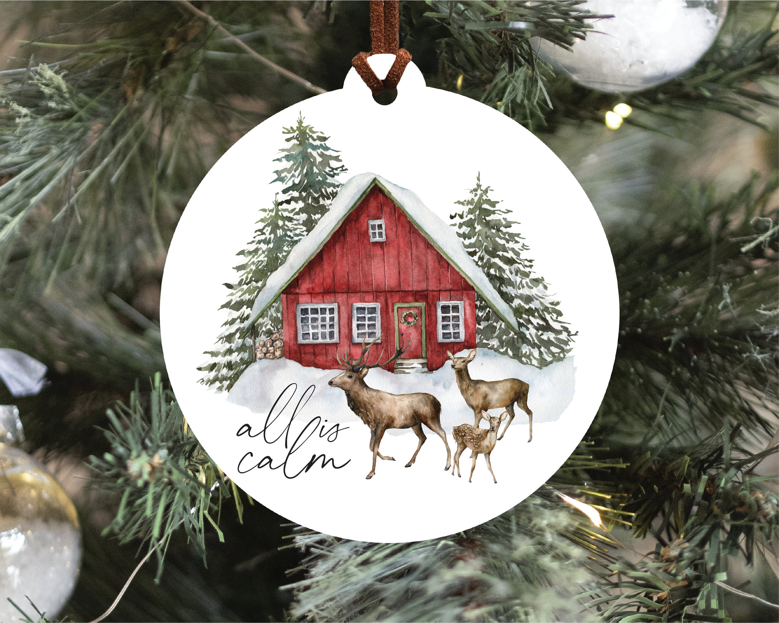 All Is Calm Christmas Ornament, Watercolour Christmas Ornament, Christmas Quote Ornament, Secret Santa Gift, Coworker Christmas Gift