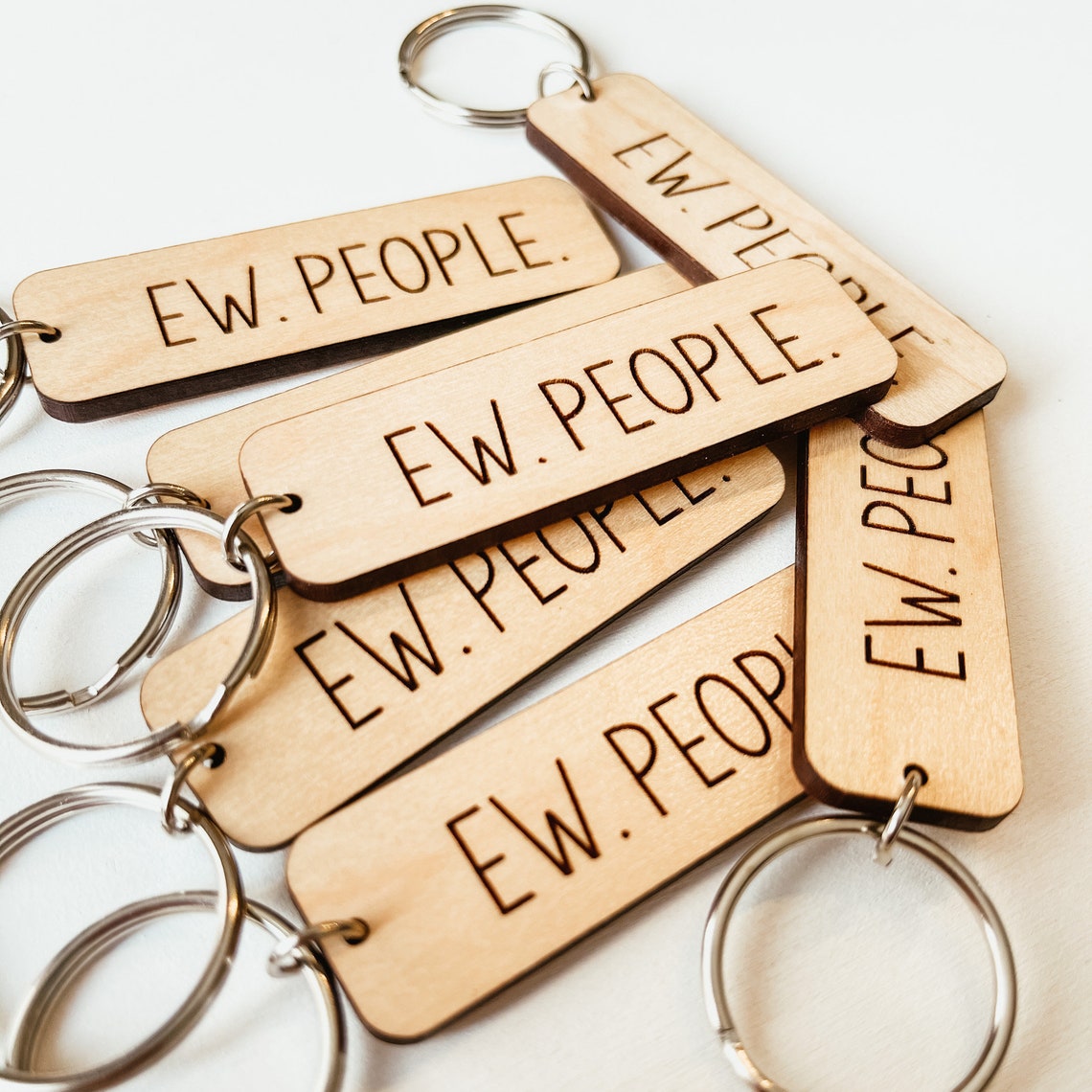 Ew People Keychain Funny Keychain Wooden Keychain Engraved Etsy