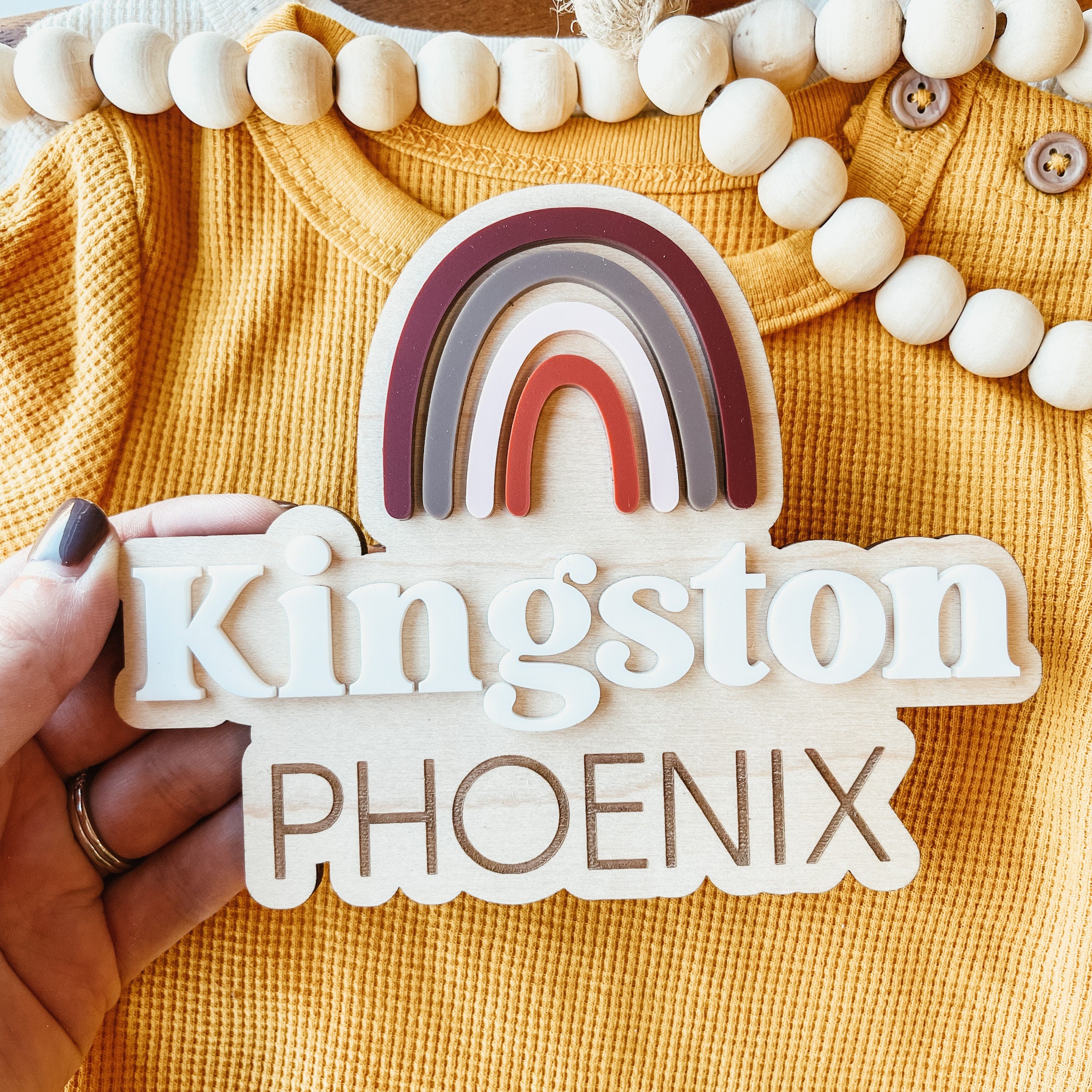 Rainbow Baby Wooden Birth Announcement, Rainbow Birth Announcement Sign ...