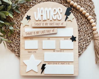 First And Last Day Of School Sign, Custom Bolt and Star School Board, Back To School Sign, Interchangeable School Sign, School Photo Sign