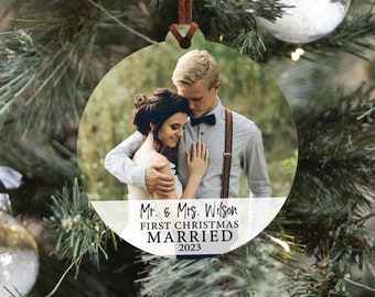 First Christmas Married 2023 Ornament, Newlywed Christmas Ornament with Photo, Custom Newlywed Christmas Ornament, Newlywed Christmas Gift