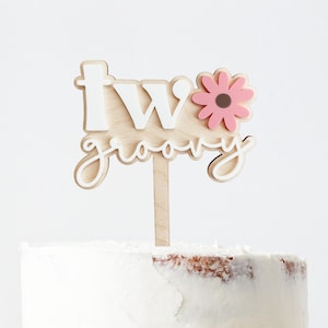 Two Groovy Cake Topper, Second Birthday Cake Topper, Two Cake Topper, Daisy Cake Topper, Flower Cake Topper, Boho Party Decor