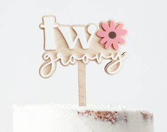 Two Groovy Cake Topper, Second Birthday Cake Topper, Two Cake Topper, Daisy Cake Topper, Flower Cake Topper, Boho Party Decor