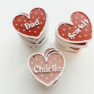 Valentine's Day Basket Tag, Personalized Valentine's Day Name Tag, Custom Basket Tag, Acrylic Heart Name Tag, Acrylic Heart Tag, Acrylic Tag image 6