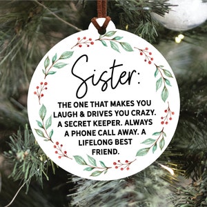 Sister Definition Christmas Ornament, Sister Christmas Ornament, Christmas Ornament For Sister, Sister Christmas Gift, Sister Quote Ornament