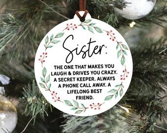 Sister Definition Christmas Ornament, Sister Christmas Ornament, Christmas Ornament For Sister, Sister Christmas Gift, Sister Quote Ornament
