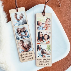 Custom Photo Bookmark, Photo Strip Bookmark, Personalized Wooden Bookmark, Laser Engraved Bookmark, Mother's Day Gift, Bookmark For Mom