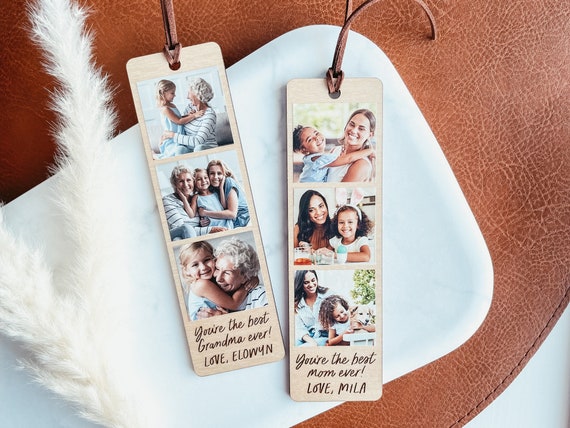 Custom Photo Bookmark, Photo Strip Bookmark, Personalized Wooden Bookmark, Laser Engraved Bookmark, Mother's Day Gift, Bookmark For Mom